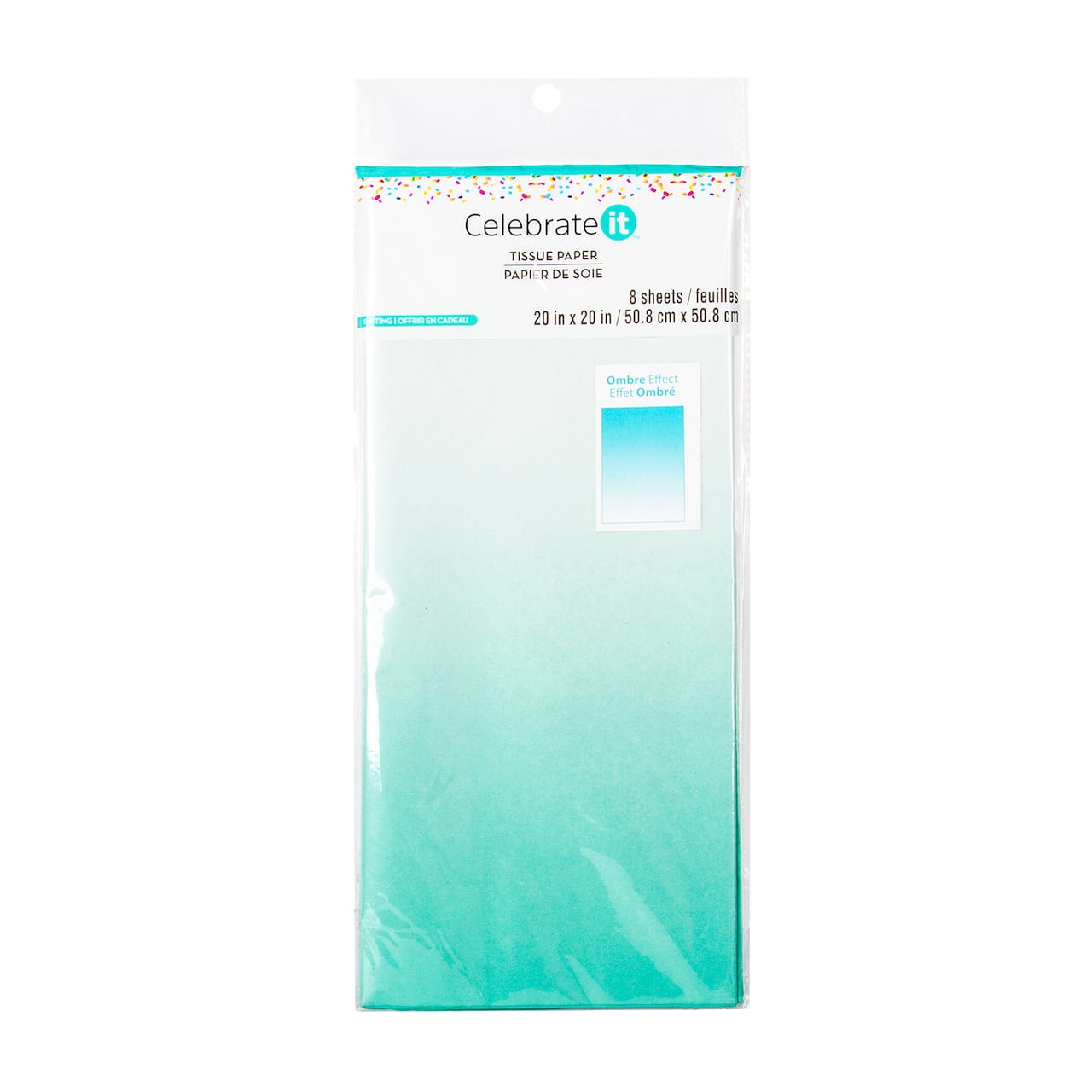 24 Packs: 8 ct. (192 total) Turquoise Ombre Tissue Paper by Celebrate It™